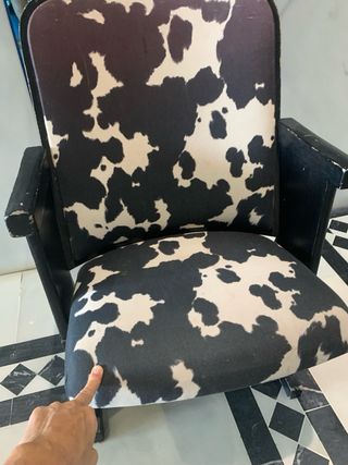 Silla Plegable Tela Vaca Negra