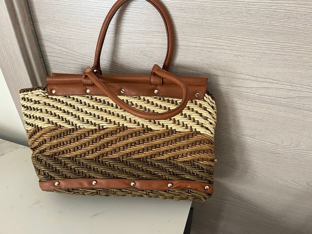 Borsa simil paglia beige/marrone