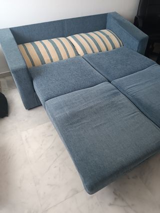 Sofá Cama Azul y Beige