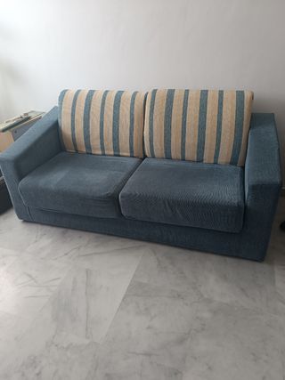 Sofá Cama Azul y Beige