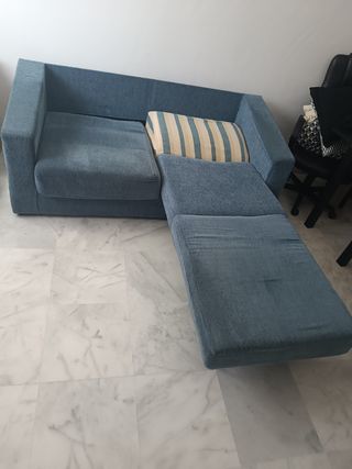 Sofá Cama Azul y Beige