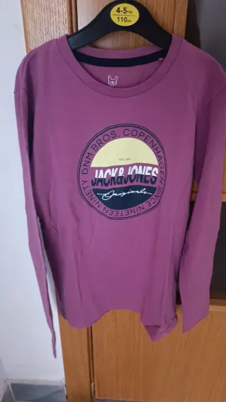 Camiseta Jack & Jones Granate Manga Larga
