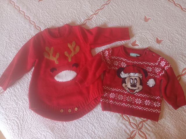 2 Jerséis Navidad Reindeer y Mickey
