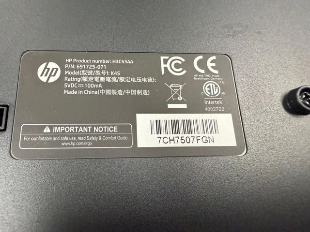Teclado HP H3C53AA Negro