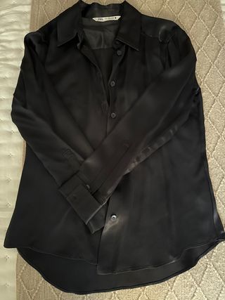 Camisa Zara Negra Manga Larga