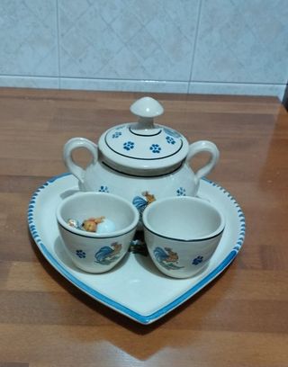Servizio caffè zuccheriera ceramica decorata
