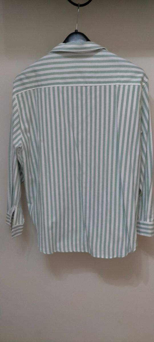 Camisa Rayas Verde y Blanca Talla XL
