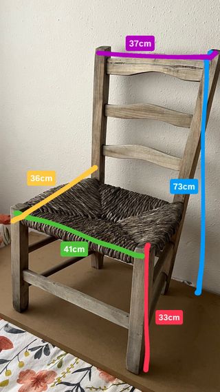 Silla decorativa rústica madera y mimbre