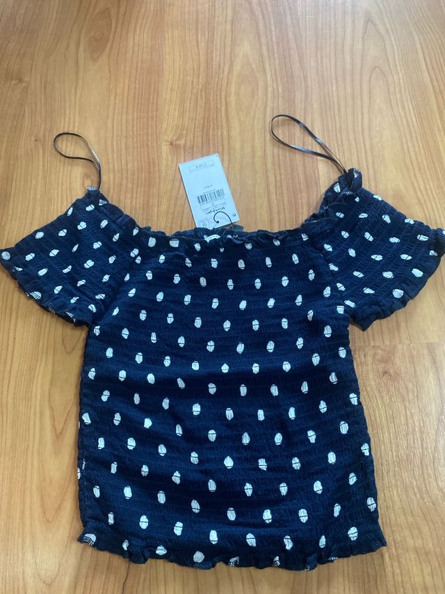 Top azul de lunares talla S