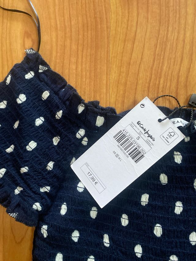 Top azul de lunares talla S