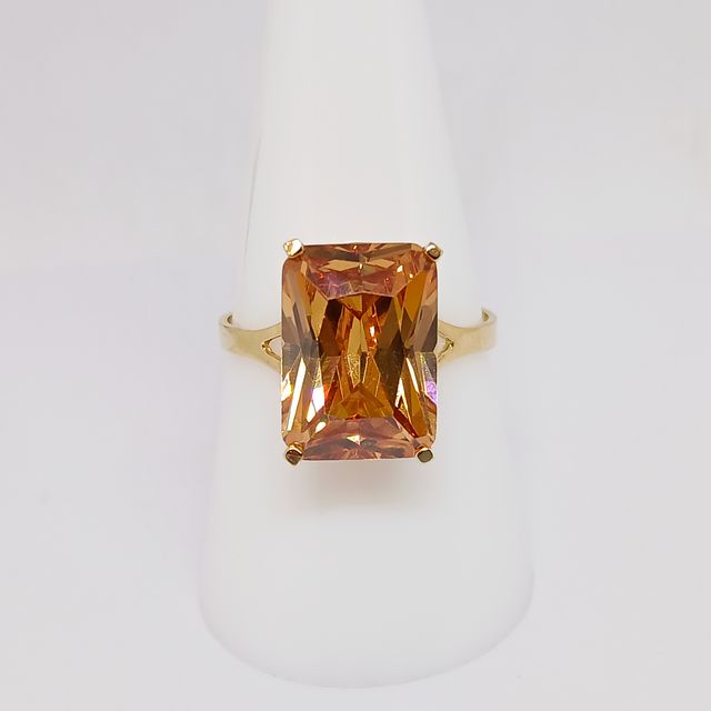 Sortija Oro Cuarzo Naranja