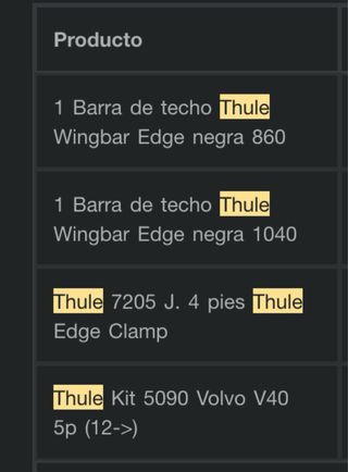 Barras de techo Thule WingBar Edge Volvo V40