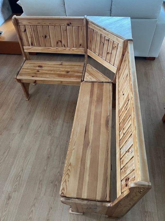Banco esquinero de madera para cocina o comedor