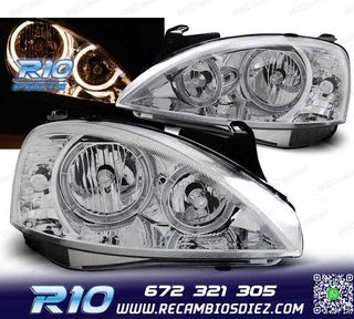 FAROS OPEL CORSA C 00-06 OJOS ANGEL CROMADOS