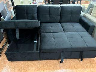 Sofá Cama Chaise Longue Negro