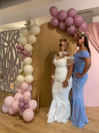 Vestido fiesta lentejuelas azul y plata