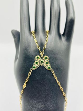 PULSERA MANITA MARIPOSA PEQ.  PIEDRA VERDE.ORO 18K
