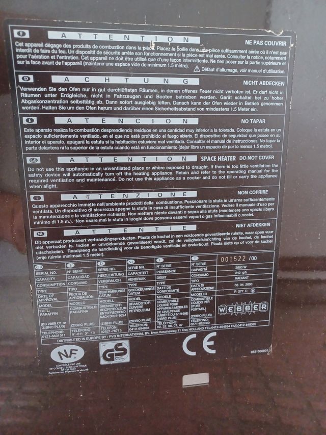 Estufa querosen +Bidón 16L Toyotomi SIN olor