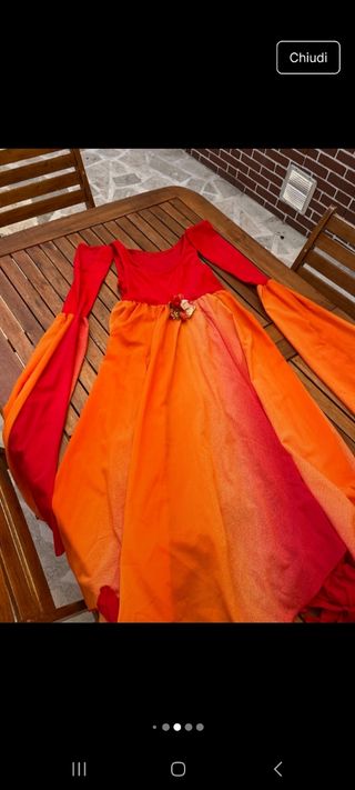 Vestito Carnevale Principessa Fuoco Arancione Ross