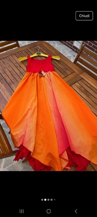 Vestito Carnevale Principessa Fuoco Arancione Ross