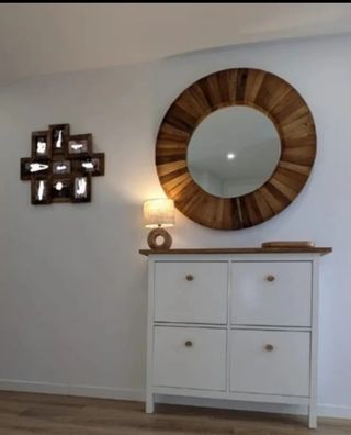 Conjunto zapatero/recibidor madera y blanco