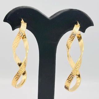PENDIENTES INFINITO GRECA. Hueco Oro 18k.