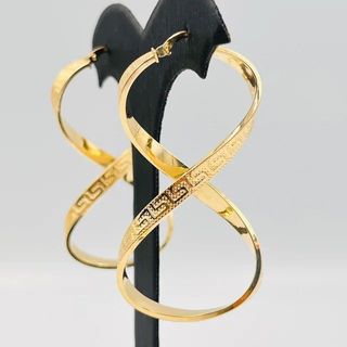 PENDIENTES INFINITO GRECA. Hueco Oro 18k.