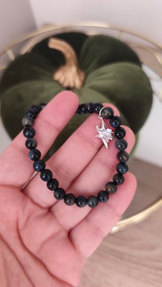 Pulsera Ojo de Tigre Azul con Charm Estrella