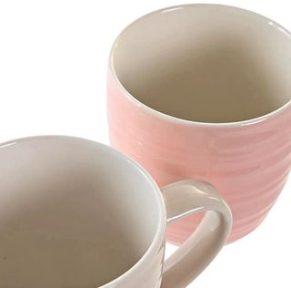 Pack 2 Tazas Cerámica Beige y Rosa