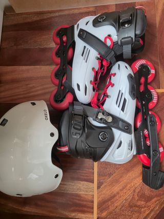 Patines Oxelo Freeride MF500 + Casco Blanco