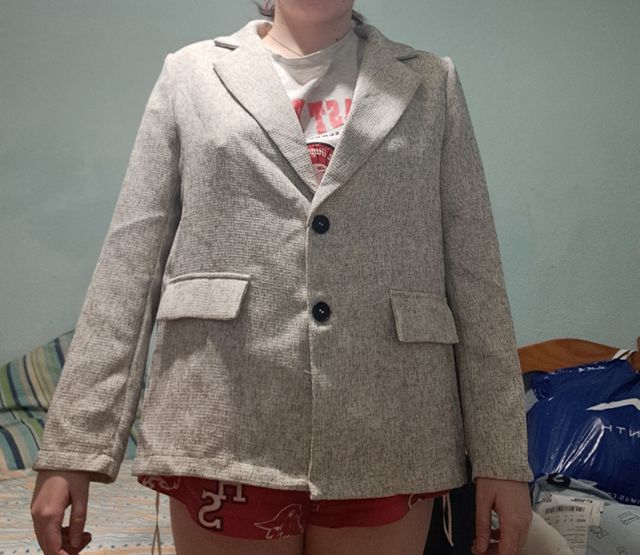 Blazer beige con spalline Taglia L