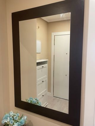 Mueble y espejo de entrada madera