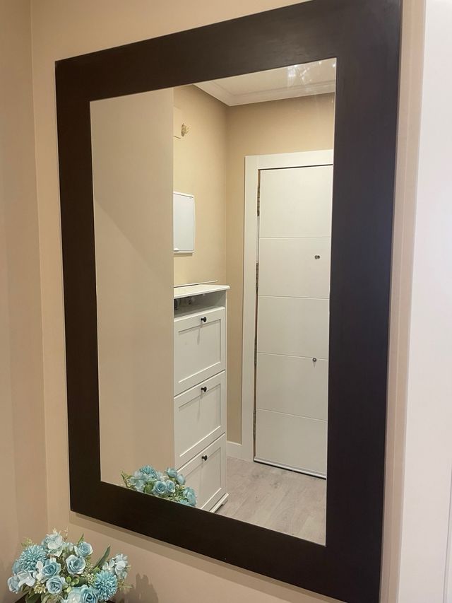Mueble y espejo de entrada madera