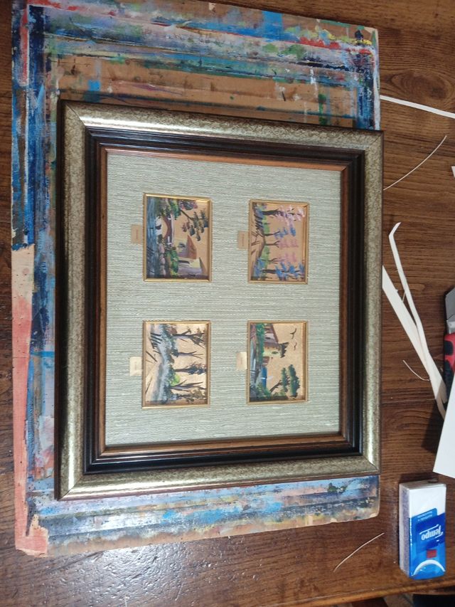 Cornice con 4 quadretti dipinti