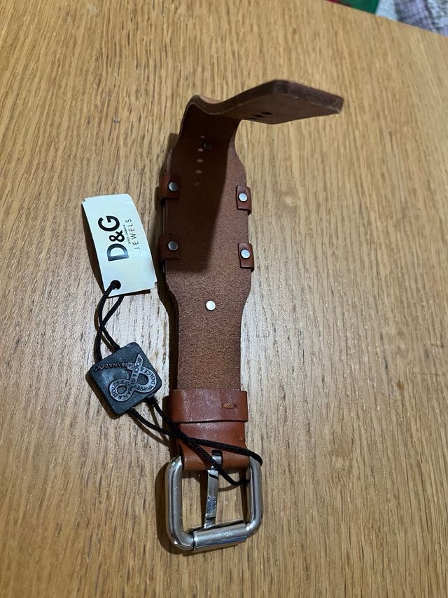 Pulsera D&G Cuero Marrón y Plata