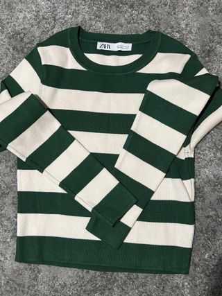 Top Zara - Verde y Blanco