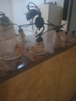 2 Lámparas de Cristal y Metal