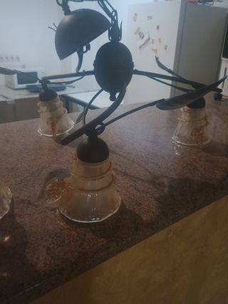 2 Lámparas de Cristal y Metal