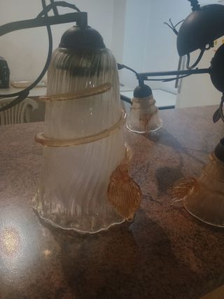 2 Lámparas de Cristal y Metal