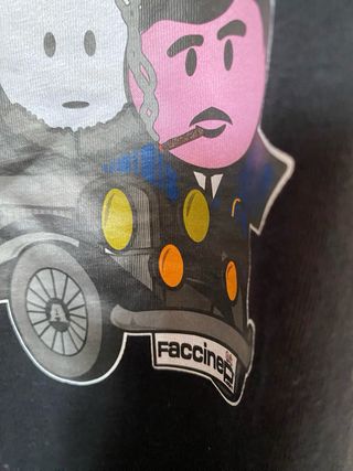 Maglietta Faccine Nera Unisex L ragazzo/a