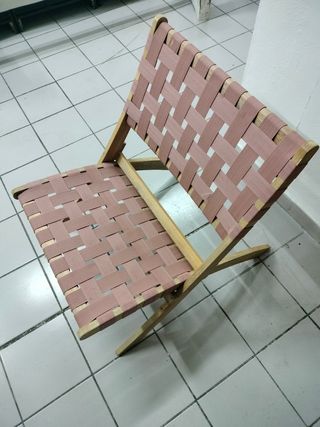 Butaca Plegable Madera y Tela Rosa