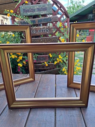 Set 3 Cornici Legno  Dorate con bordino Bordeaux