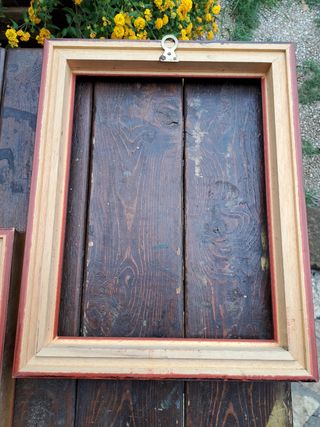 Set 3 Cornici Legno  Dorate con bordino Bordeaux