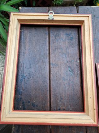 Set 3 Cornici Legno  Dorate con bordino Bordeaux