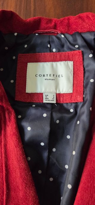 Cazadora Biker Piel Roja Talla S.