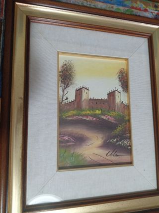 Quadro con cornice in legno e tessuto