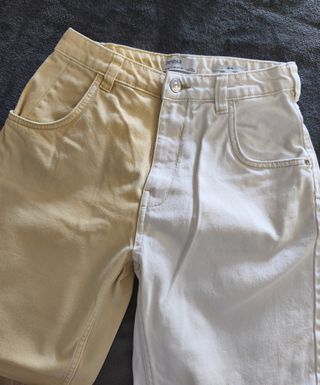 Pantalón Mom Fit Bicolor Bershka
