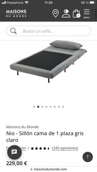 Sillón Cama 105cm Maisons du Monde Gris