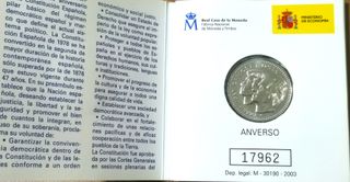 Moneda del 2003. XXV Aniversario Constitución.