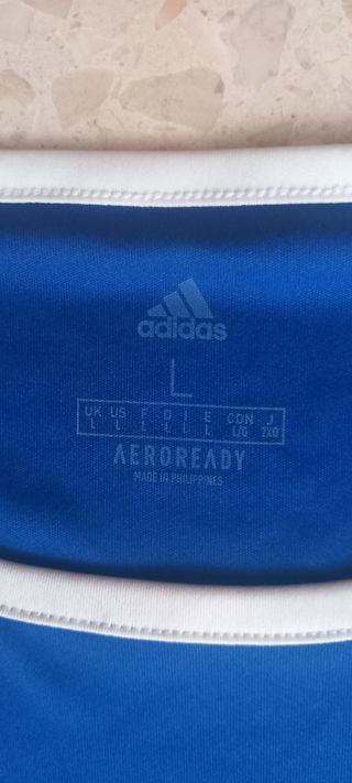 Camiseta Adidas Talla L Azul y Blanca